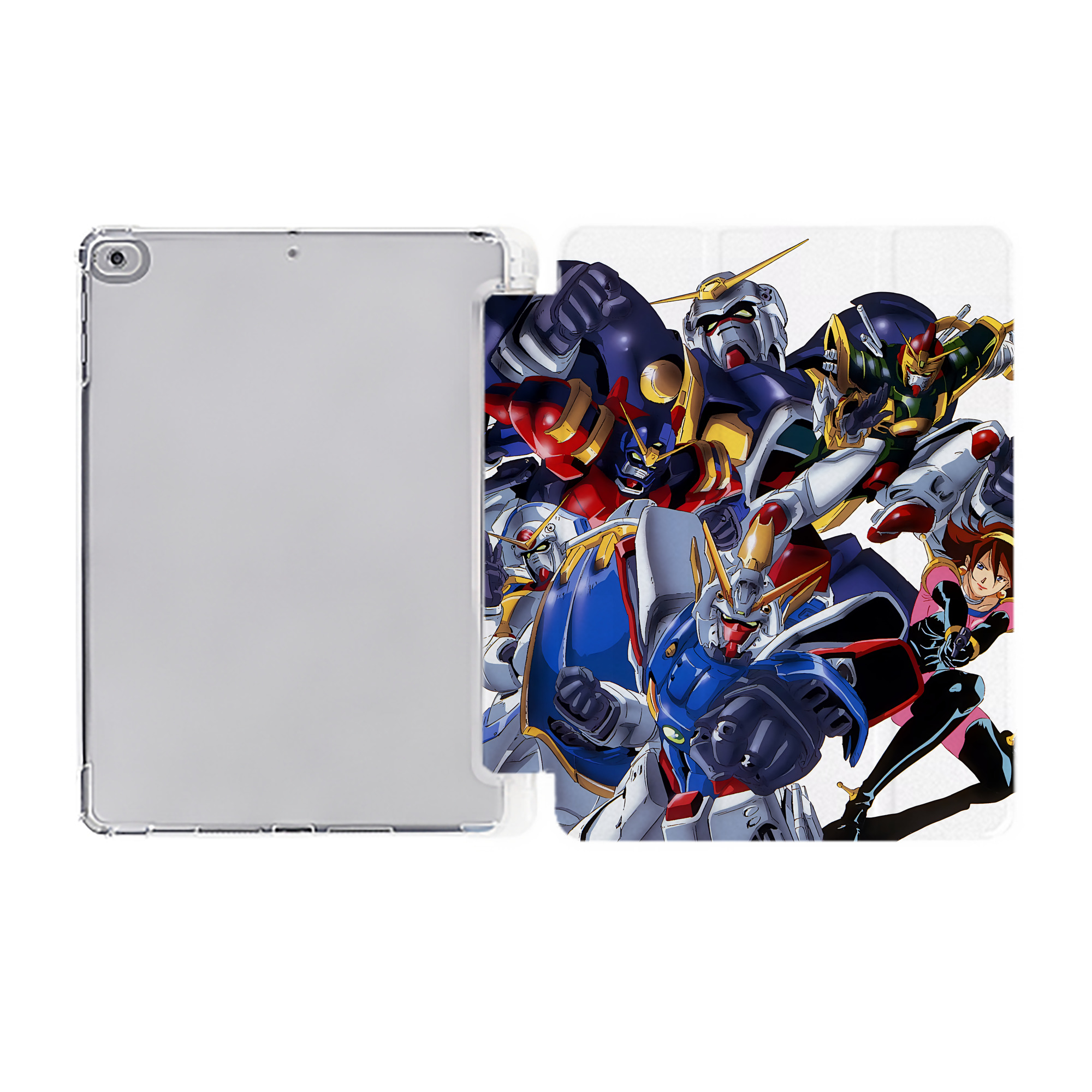 （画像用） 機動戦士ガンダム Mobile Suit Gundam IPad ケース ペン収納付き 三つ折りスタンド PUレザー×シリコン 対応機種9.5/10.5/10.9インチ